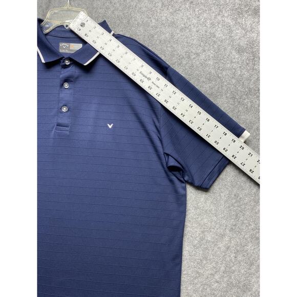 Callaway Polo Shirt Mens XL Navy Blue Opti-Dri Golf Tonal Stripe Short Sleeve - Picture 5 of 9